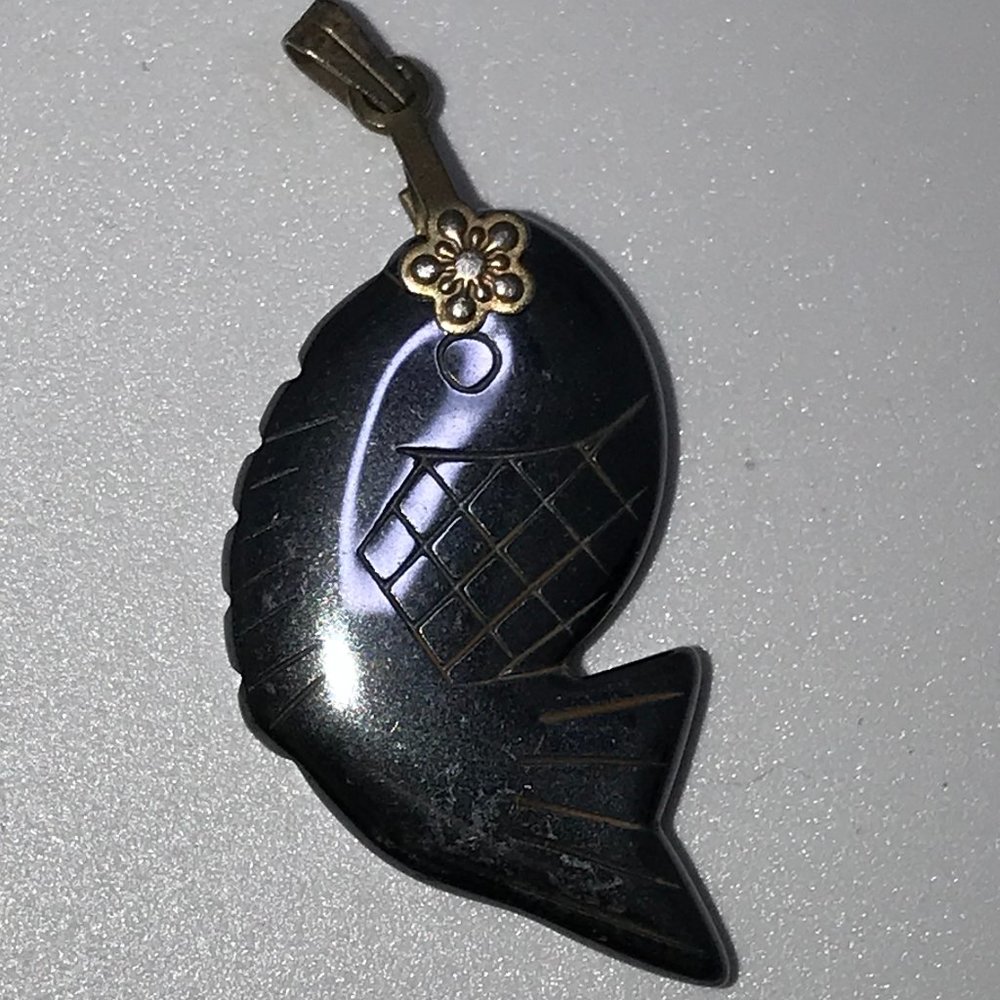Hematite Fish Pendant
